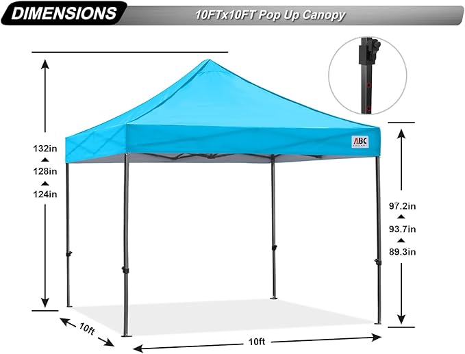ABCCANOPY Patio Pop Up Canopy Tent 10x10 Commercial-Series (Sky Blue)