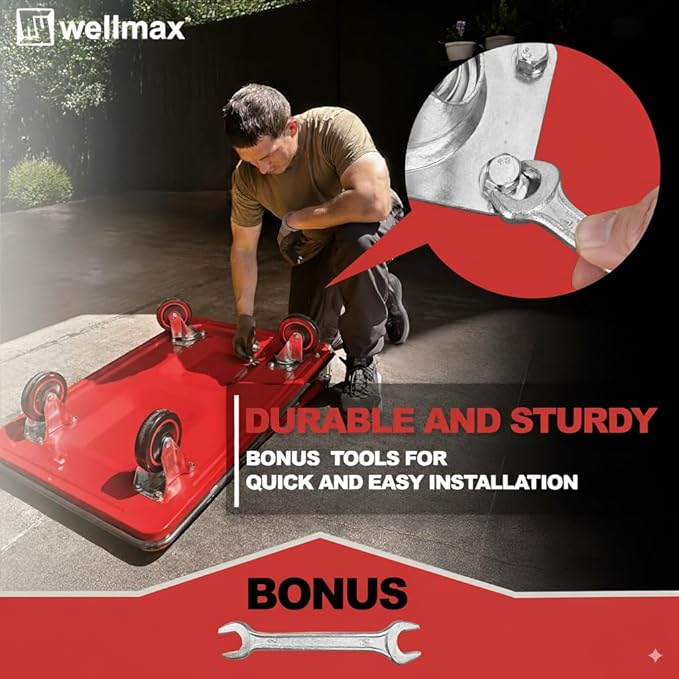 Push Cart Dolly by Wellmax, Moving Platform Hand Truck, Foldable for Easy Storage and 360 Degree Swivel Wheels with 660lb Weight Capacity, Red Color