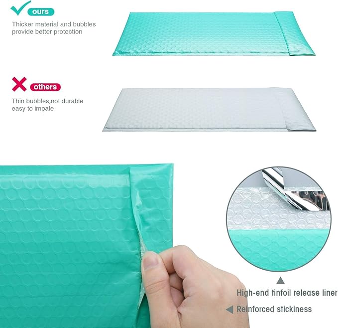 GSSUSA Teal Bubble Mailers 10.5x16 Padded Envelopes, 1 Pallet Pack of 3750 Self-Seal Packaging Bags, Small Business Supplies, Shipping Envelopes, Mailing Bags, Packaging for Small Business