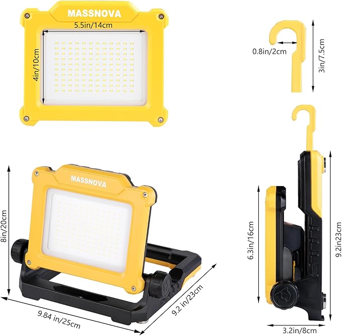 4000LM 25W Cordless Work Light Compatible with Dewalt, Makita and Milwaukee 18-21V Power Battery, Magnetic Base, Portable Flood Light (Battery Not Included)