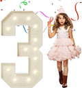 4FT Marquee Numbers, Large Light Up Numbers 3 for 3rd 13th 23th Birthday Party Decorations, Giant Light Up Number Anniversary Decor, 4 Feet Mosaic Number 3 with LED Lights DIY Kit