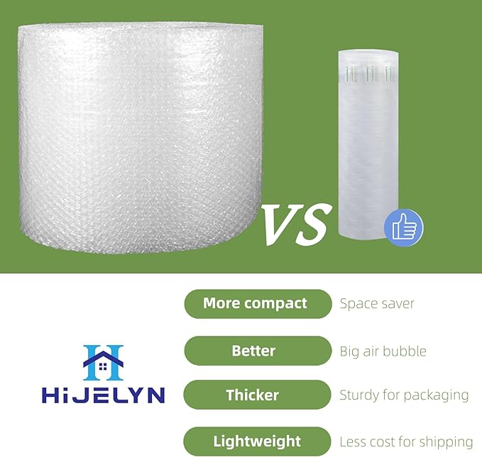 Inflatable Bubble Cushioning Wrap Roll Bottle Shipping Sleeves 15.7"x164' Air Pillows for Shipping Moving, Large Size Air Bubbles Packing Supplies for Fragile Items Packaging Material
