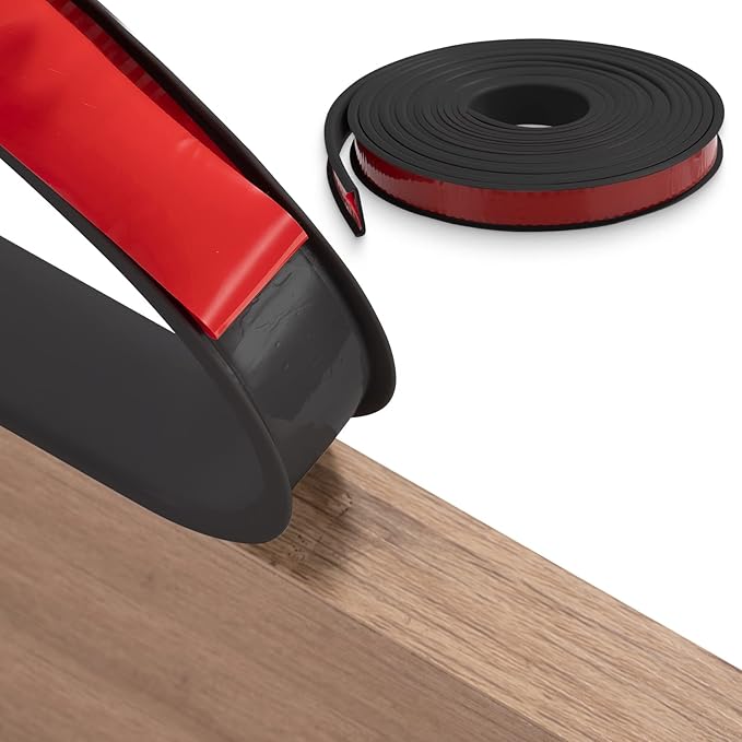 U-Shape Edge Banding, 16.4ft TPE Self Adhesive Veneer Edging Trim Flexible Corner Edge Protector, Furniture Edge Strip for Countertop Table Cabinet Shelve Restoration (25mm, Black)