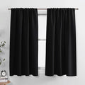 PONY DANCE Bedroom Drapes Set - Blackout Curtains All Season Solid Rod Pocket Top Curtain Panels/Thermal Insulated Draperies Window Treatments, W 42 by L 63 inches, Black, 1 Pair