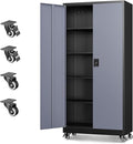 Letaya Metal Garage Storage Cabinets with Lock Door and Adjustable Shelves, Steel Tool Cabinets for Home,Office,Warehouse Organisieren (Black Grey, 75" H)