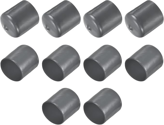 uxcell 10pcs Rubber End Caps 48mm ID Vinyl Round End Cap Cover Screw Thread Protector Dark Grey