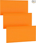 TORACK 3 PCS Metal Pegboard Panels(12x24 inch) for Wall Garage Tools Storage Pegboard for Workbench, Modular Peg Board Tool Organizer Board Kit(Pack of 3, Orange)