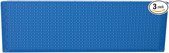 OmniWall Modular Metal Pegboard System, 16x48 inches, Steel Construction, Wall-Mounted Tool Storage (Blue, Horizontal)