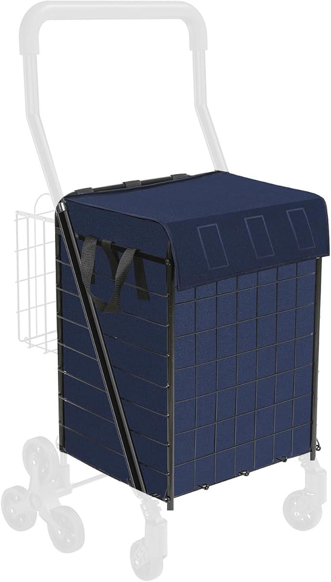 Shopping Cart Liner (Without Trolley), 14.7" X 13.2" X 20" Square Bottom, Fits Grocery Carts, Cover Adjustable Straps, Waterproof Oxford Cloth (Blue)