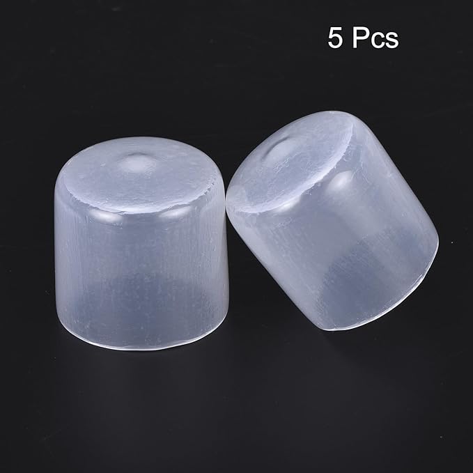 uxcell 5pcs Rubber End Caps 25mm(1") ID PVC Vinyl Round Tube Bolt Cap Cover Screw Thread Protectors Clear