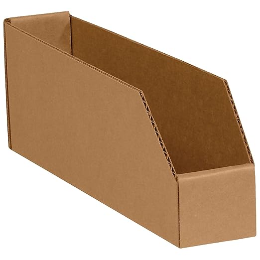 Aviditi Corrugated Cardboard Storage Bins, 2"x 12"x 4 1/2", Kraft, Pack of 50, for Warehouse, Garage and Home Organization
