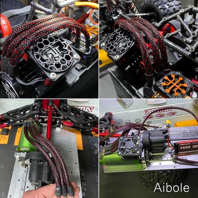 25Ft-1/4inch PET Expandable Braided Wire Sleeving,Wire Loom Cable Sleeve for TV,Computer,Home Theater,Automotive,Home Industrial,Electrical Wires,Chemical,Protect Cat from Chewing Cords,BlackRed