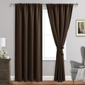 JIUZHEN Blackout Curtains for Bedroom - Thermal Insulated Room Darkening Noise Reducing, 52 x 84 Inch Length Curtains for Living Room, Set of 2 Panels with Tiebacks, Brown