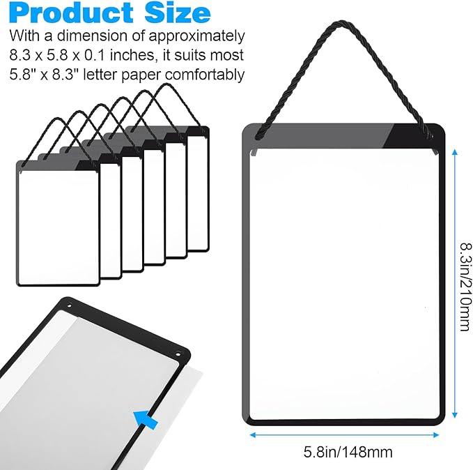 6 Pcs Business Retail Hanging Sign Holder 8.3 x 5.8 Inch Plastic Advertising Signage Sign Holder Craftsman's Stall Clear Poster Frame for Store Supermarket Exhibition Mall Restaurant Display