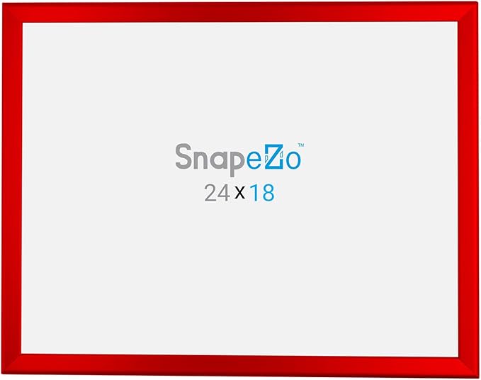 SnapeZo Photo Frame 18x24, Red, 1.25 Inch Aluminum Profile, Front-Loading Snap Frame, Wall Mounting, Professional Series