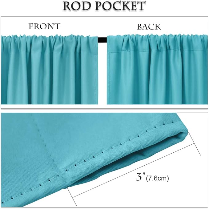 PONY DANCE Blue Curtains 72 inch - Light Blocking Curtain Panels Thermal Insulated Solid Rod Pocket Double Window Drapes for Living Room & Dining Room, W 42 in by L 72 in, Blue Mist, 2 Pieces
