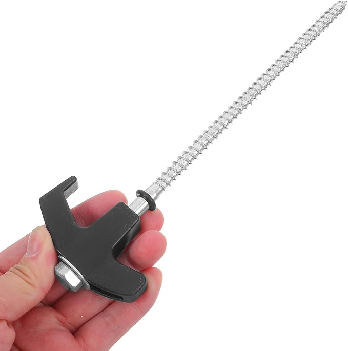 Hexagonal Carbon Steel Tent Ground Anchors with Threaded Spiral Design Camping Pegs for Beach Lawn Hard Soil Fabric-Friendly Caps for Tent Protection and Enhanced Stability