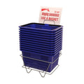 SSWBasics Blue Shopping Basket with Stand, Set of 12, 8-1/2"H x 12"W x 17"L - Ideal Grocery Baskets for Retail Environments