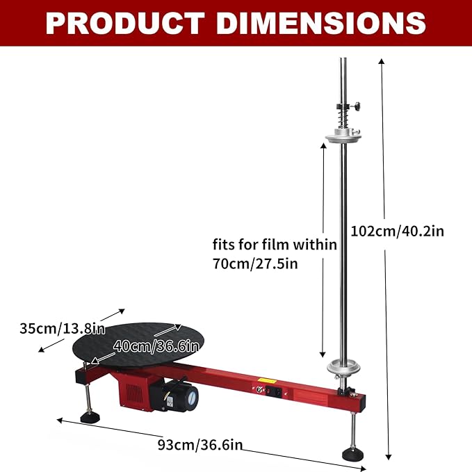 Electric Stretch Film Wrapping Machine,Stretch Film Dispenser Wrap Bench,Heavy Duty Film Wrapper Table Pallet Box Shrink for 12-28in Films,110V 60W