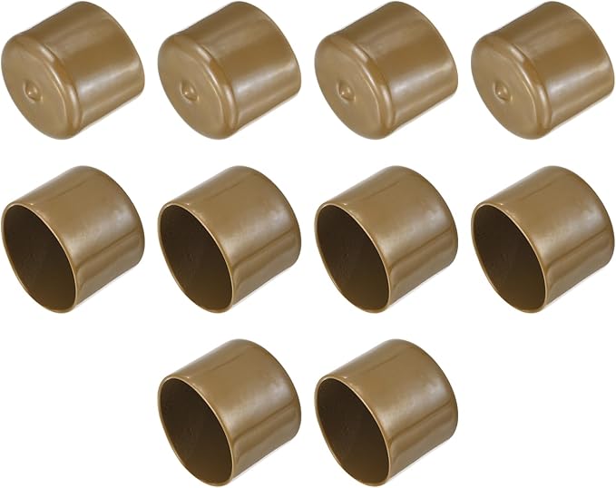 uxcell 10pcs Rubber End Caps 37mm ID Vinyl Round End Cap Cover Screw Thread Protectors Light Brown