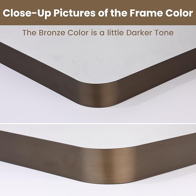 LOAAO 20”X30” Bronze Bathroom Mirrors for Vanity, Rounded Rectangle Brushed Bronze Metal Frame Mirror, Anti-Rust, Hangs Horizontally or Vertically