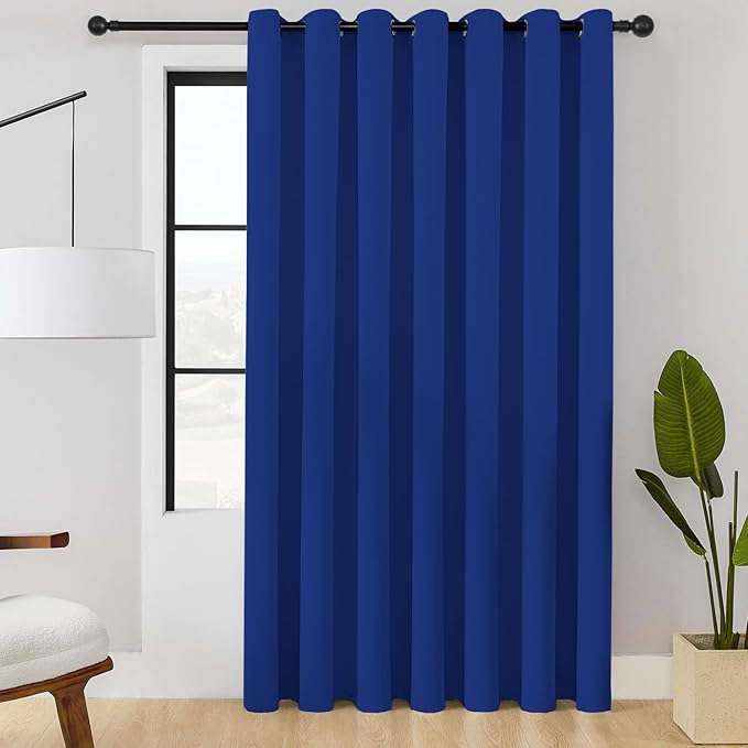 ChrisDowa Room Divider Curtain 84 Inches Long, Wide Blackout Sliding Door Curtain for Bedroom, Room Darkening Privacy Window Curtain for Patio Door (1 Panel Set, Royal Blue, 100 x 84 Inch)