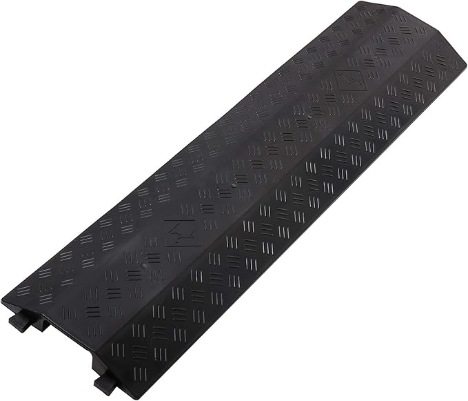 Medium 2 Pack - Floor Cord Cover Cord Protector Drop Over Drop Trak Cable Ramp for Office Warehouse - Black
