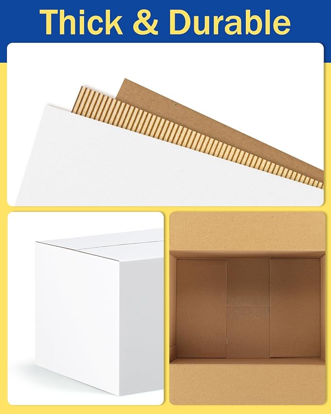 Assorted-Sizes-Shipping-Boxes-40-Pack: 9x6x4 & 11x6x6 Small-Shipping-Boxes-Mailers, White Corrugated-Cardboard-Boxes-for-Packing-Small-Business Mailing