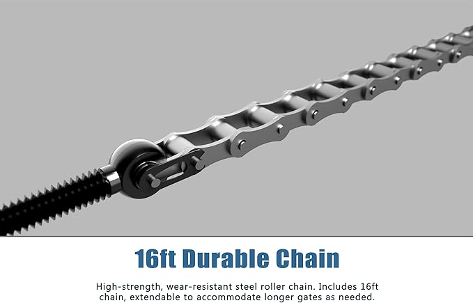 Blütezeit 1100lb Sliding Gate Opener with Infrared Safety Sensor| Chain Drive Motor with 2 Remotes & 16.4ft Chains, Safety IR Beam