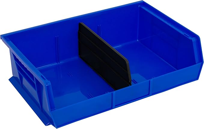 Akro-Mils 30255 AkroBins Plastic Storage Bins, Space-Saving Stackable Bins for Garage, Pantry, Craft Organization, 11-" x 16-" x 5-", Blue, 6-Pack