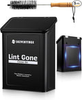 COZYCOTTAGE Magnetic Lint Bin for Laundry Room Organization and Storage With Brush & Hooks - Wall Mounted Dryer Lint Trash Can for Laundry Room Decor (Black)