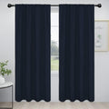 Easy-Going Rod Pocket Blackout Curtains for Bedroom, Room Darkening Window Curtains for Living Room, Thermal Insulated Noise Reduction Solid Window Drapes, 2 Panels(52x84 in, Navy)