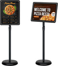11x17 inches Poster Stand Holder Adjustable Pedestal Floor Standing Sign Holder Vertical and Horizontal View Sign Display, Aluminum Snap Open Frame with Safety Corner, Black