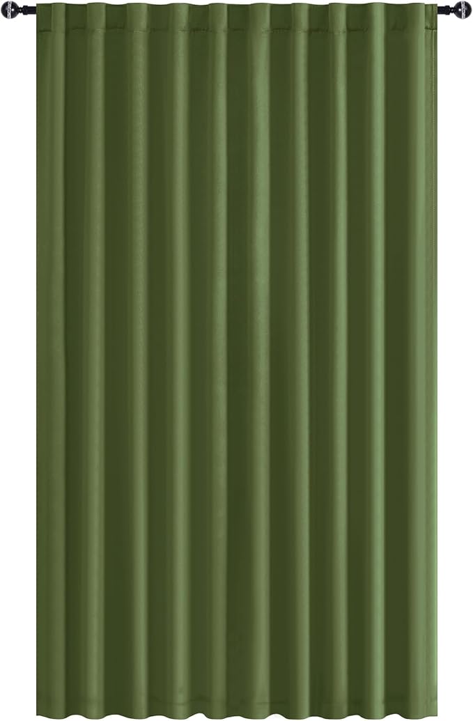Hiasan Christmas Room Divider Curtains Blackout Patio Sliding Door Curtain Privacy Room Noise Reduction Panel with Back Tab & Rod Pocket for Glass Door Bedroom Partition(80 x 84 Inches, Olive Green)