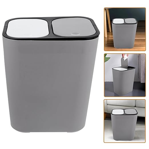BESPORTBLE Dry and Wet Separation Trash Bin Dual Compartment Kitchen Garbage Can with Lid for Organized Waste Sorting and Clean Disposal in Home