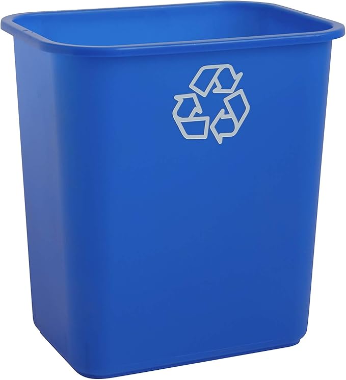 United Solutions 7 Gallon/28 Quart Efficient Recycle Wastebasket | Fits Under Desk | Small, Narrow Spaces in Commercial, Kitchen, Home Office, Dorm | Easy to Clean, 1 Pack, Blue, Model Number: WB0084