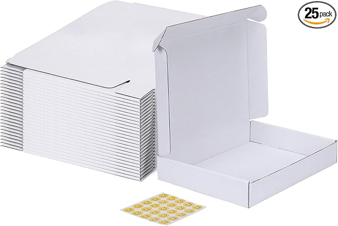 MEBRUDY 11x8x2 Inches Shipping Boxes Pack of 25, White Corrugated Cardboard Box for Mailing Packing Literature Mailer