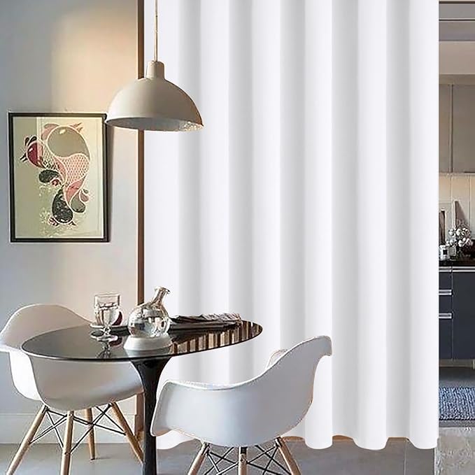 BGment Room Darkening Curtains for Living Room 84 Inches Long, Extra Wide Glass Sliding Door Curtains, Thick Thermal Insulated Privacy Drape, 1 Panel, Pure White, 120 Inch Wide