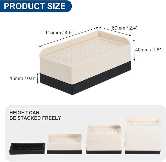uxcell Furniture Risers 3 Inch, 4Pcs Rectangle Bed Risers Adjustable Couch Lifter for Extender for Bed Desk Sofa Table Lift Support Up to 1300Lbs, Beige