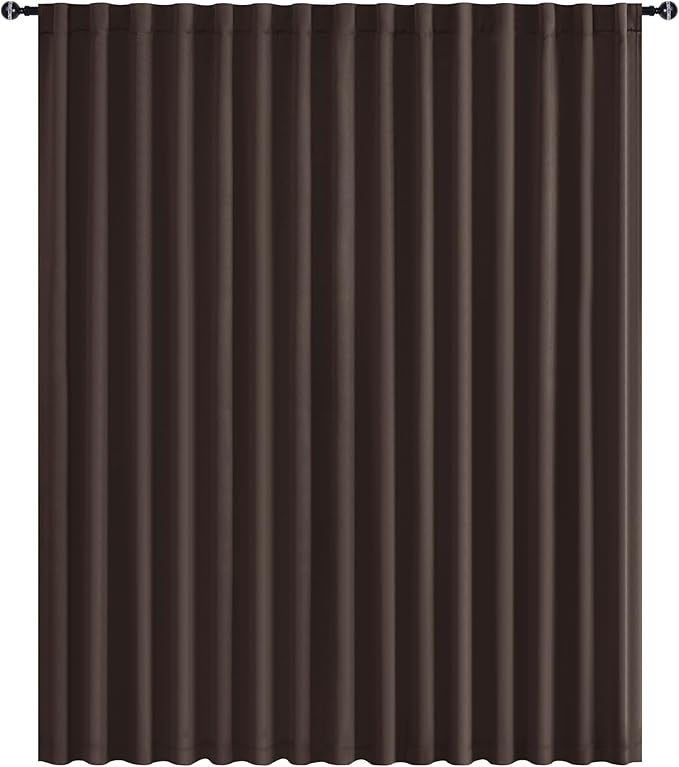 Hiasan Privacy Room Divider Patio Sliding Door Curtain Extra Wide Blackout Thermal Insulated Curtains with Back Tab & Rod Pocket for Bedroom Partition Living Room (120 x 84 Inches, Brown)