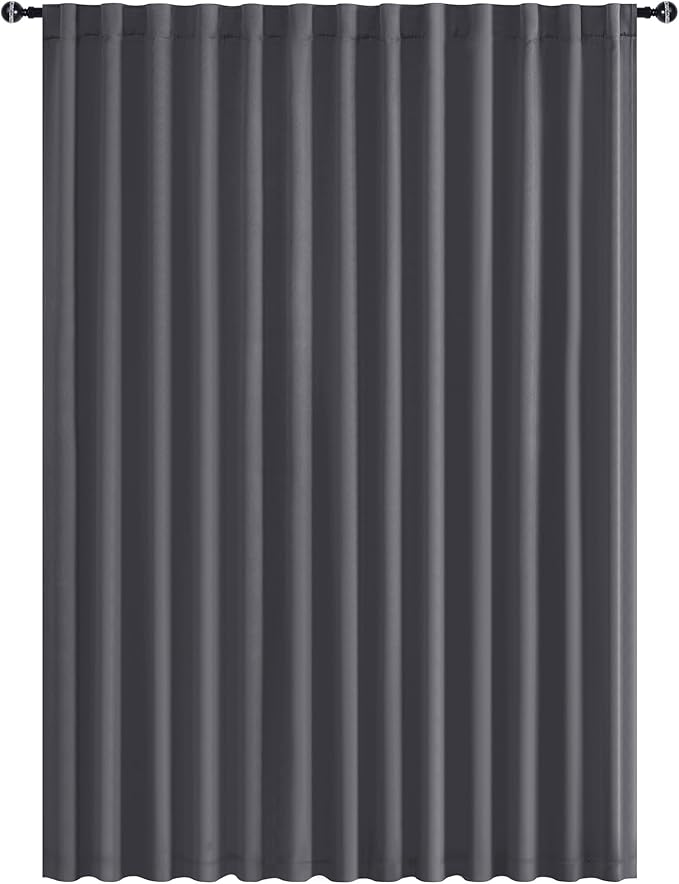 Hiasan Patio Sliding Door Room Divider Curtain Privacy Blackout Thermal Insulated Curtains with Back Tab & Rod Pocket for Bedroom Partition, Living Room Shared Office(100 x 96 Inches, Dark Grey)