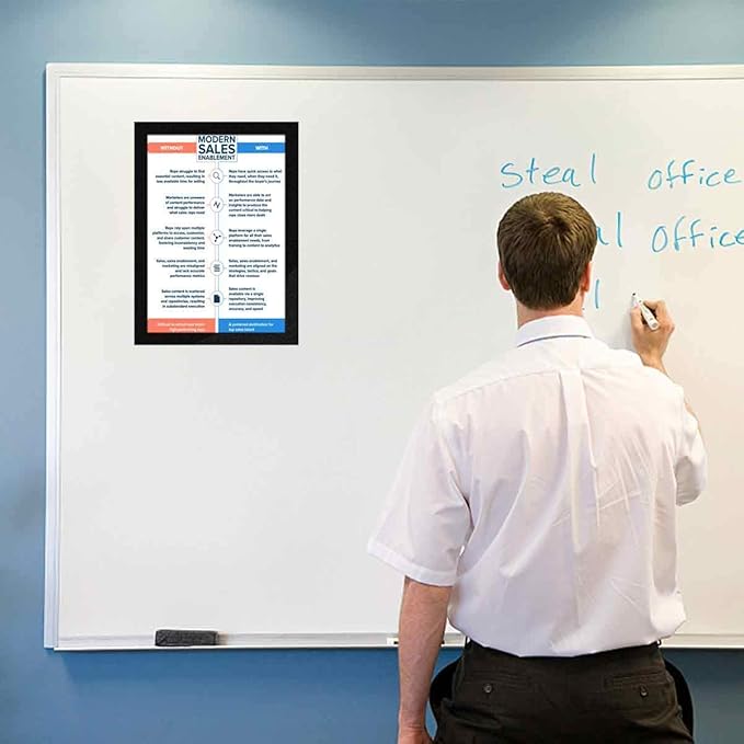 ZHIDIAN Document Sign Holder Pockets with Magnetic Back, Plastic Poster Picture Notice Display Frame for Fridge/Whiteboard/Chalkboard/Cabinet, 8.5 x 11.6 Inches, Black, 30 Pcs