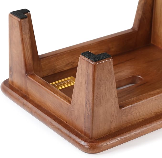 CONSDAN Step Stool for Bed - USA Grown Oak, Wooden Stool for Adults and Seniors, 6.5" High, Non-Slip Mat, No Assembly Needed, Solid Wood, Chocolate Color