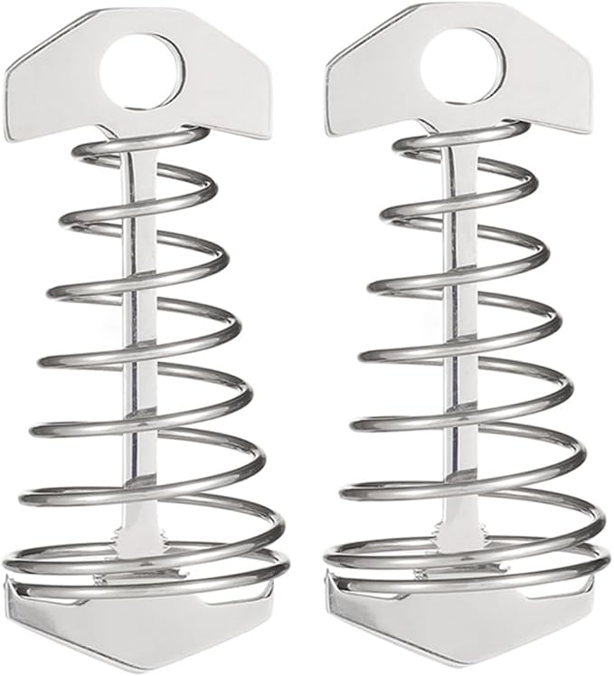POPETPOP 2pcs Fish Bone Tent Pegs Stainless Steel Spring Hook Lightweight Ground Nails for Camping Hiking Outdoor Tent Accessories Small