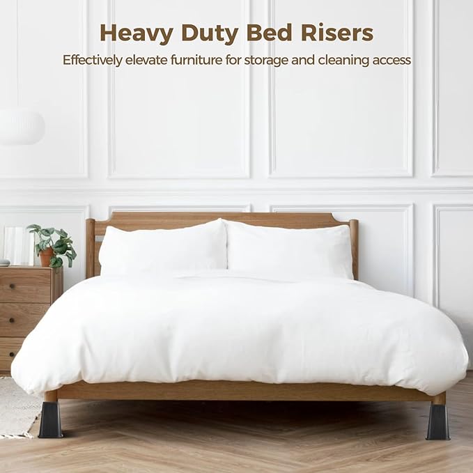 yeesport 4 Pcs Bed Risers, 8 Inch Heavy Duty Sofa Risers Set, Furniture Risers with Protective Foam Top and Rubber Bottom, Non-Slip Bed Risers for Added Storage and Easy Cleaning