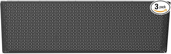 OmniWall Modular Metal Pegboard System, 16x48 inches, Steel Construction, Wall-Mounted Tool Storage (Black, Horizontal)