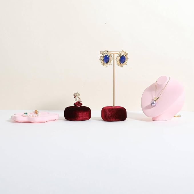 GemeShou Red Ring Display Stand for Jewelry, Velvet Single Ring Holder for selling, Cute Jewelry Display for Show【Red】
