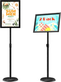 GUOHONG 2 Pack Sign Holder Adjustable Poster Stand Aluminum Snap Open Frame,Standing Floor Sign Stand for 11x17 Inch,Vertical and Horizontal View Sign