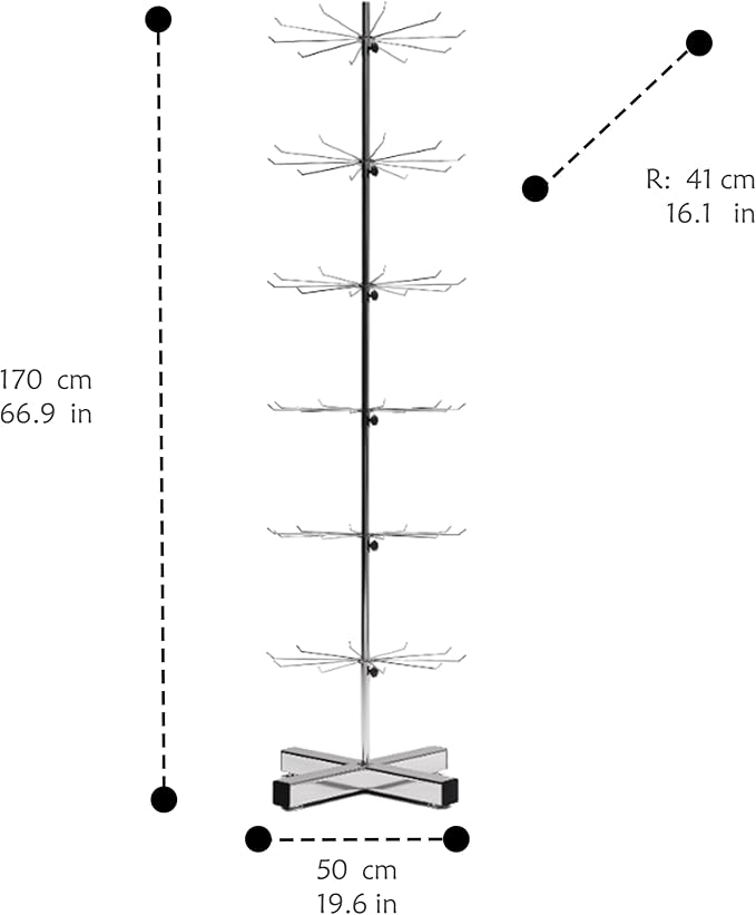 Chrome Rotating Display 6-Tier Retail Rack Heavy-Duty Spinning Retail Display Stand For Malls Showroom Store