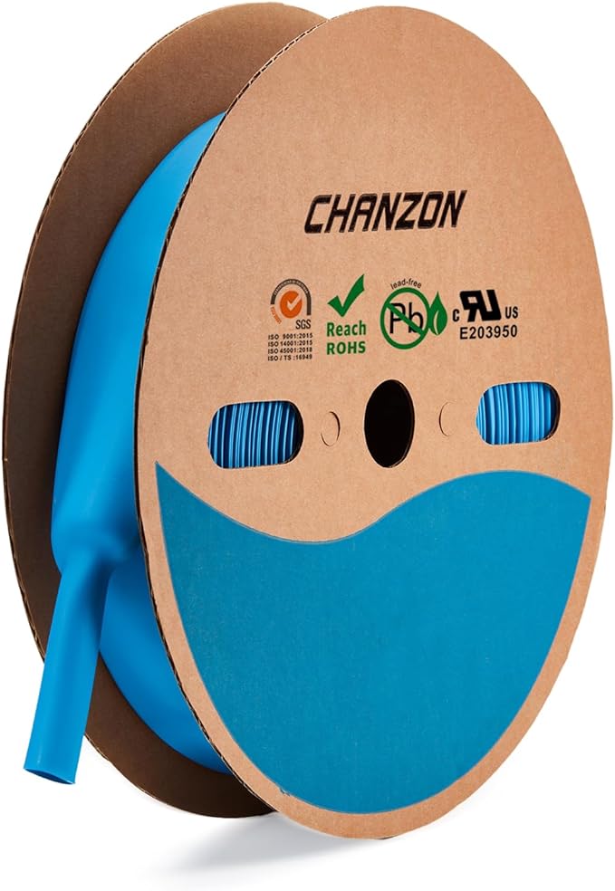 Chanzon 2:1 Ratio - 80Ft Roll - 25/32" (20mm) Heat Shrink Tubing 2:1(25M Total Length) Blue Polyolefin Sleeving Wrap Shrinking 2 to 1 1pcs